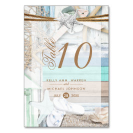 Hochzeit am Strand - Tischkarte Tischnummer