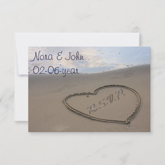 Hochzeit am Strand UAWG standard 3,5 x 5 RSVP Karte (Vorderseite)