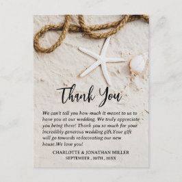 Hochzeit am tropischen Küstenstrand - vielen Dank Postkarte