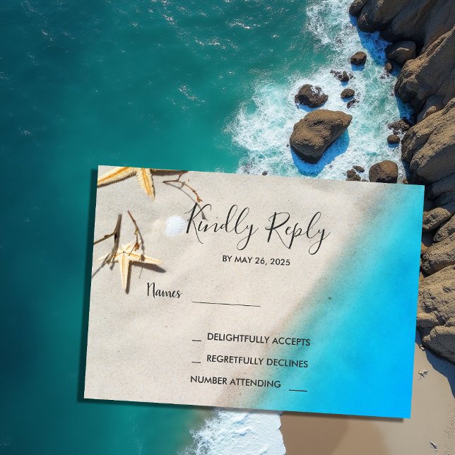 Hochzeit am tropischen Ozean UAWG Einladung (Tropical ocean beach wedding RSVP Invitation. )