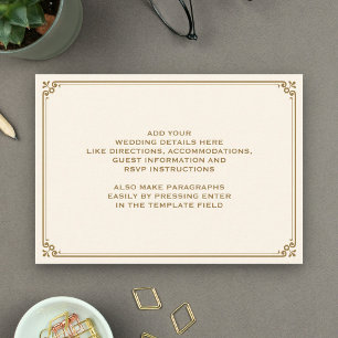 Hochzeit an der Creme und am Gold Border Begleitkarte