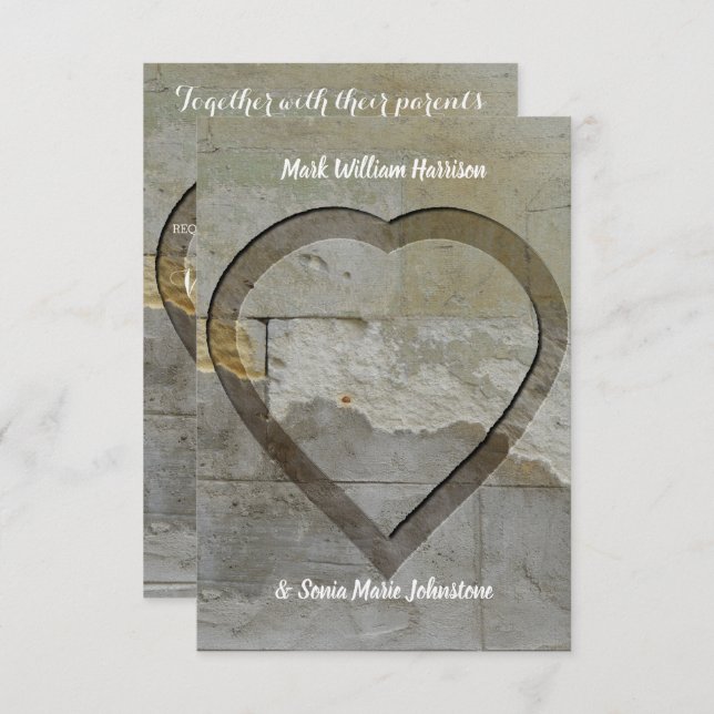 Hochzeit an der Steinmauer Einladung (Vorne/Hinten)