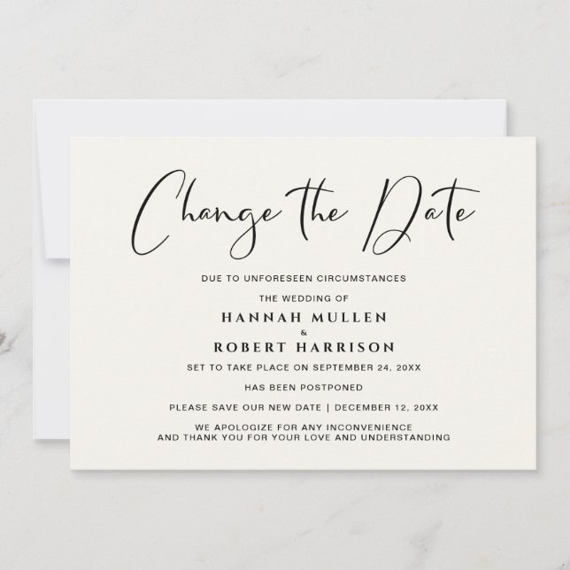 Hochzeit ändert das Datum der Zurückstellung der L Ankündigung (Vorderseite)