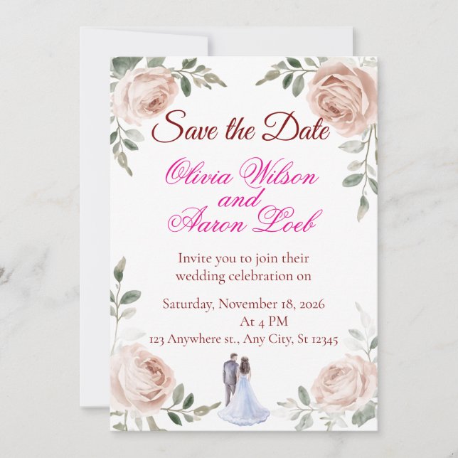 Hochzeit (Ankündigung Rett-the-Date) Save The Date (Vorderseite)