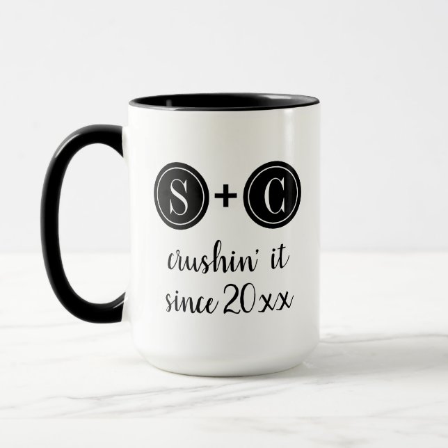 Hochzeit | Anniversary Monogram Initials Couple Tasse (Links)