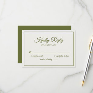 Hochzeit Antwort Erbeten Modern Creme & Olivgrün