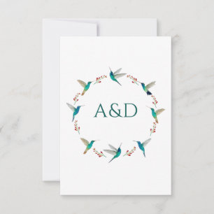 Hochzeit-Antwortkarte mit Kolibringkranz Einladung