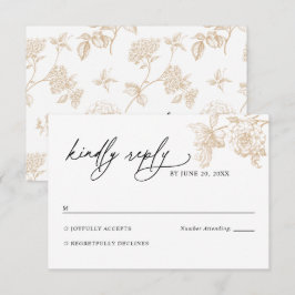 Hochzeit-Antwortkarte mit viktorianischem Goldblum RSVP Karte