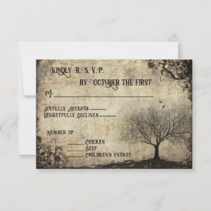 Hochzeit-Antwortkarte Vintage Baum RSVP Karte