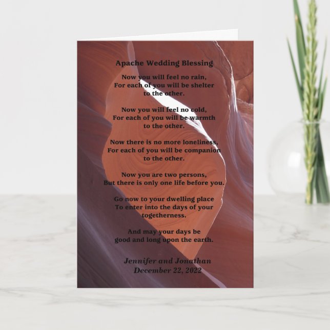 Hochzeit Apache Segen Feel No Rain Inside v2 Karte (Vorderseite)