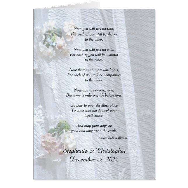 Hochzeit, Apache Segen jetzt wirst du keinen Regen (Vorne)