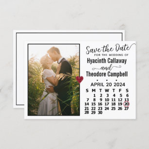 Hochzeit April 2024 Kalender Custom Foto White Save The Date