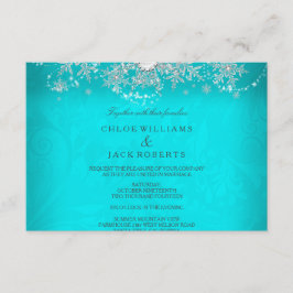 Hochzeit Aquamariner Crystal Pearl Snowflake Silve RSVP Karte