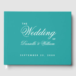 Hochzeit Aquamariner einfacher Script-Kalligrafie Gästebuch
