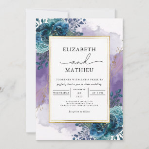 Hochzeit Aquamariner Wasserfarben Einladung