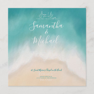 Hochzeit Aquarellinsel am Strand Einladung