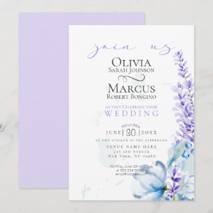 Hochzeit Aquarelllavender - Dusty Blue Florals Einladung