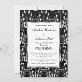 Hochzeit Art Deco Schwarz und Weiß Einladung