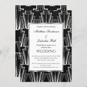 Hochzeit Art Deco Schwarz und Weiß Einladung