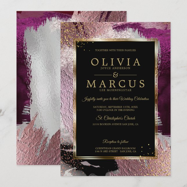 Hochzeit | Atemberaubende Fettschicht Abstrakt Einladung (Vorne/Hinten)