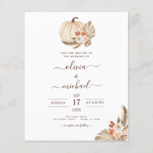Hochzeit auf Budget Pampas Gras Weiße Kürbis Flyer
