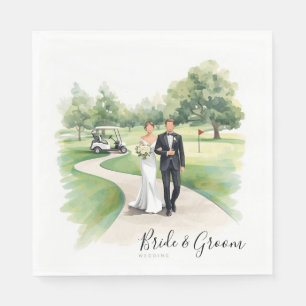 Hochzeit auf dem Golfplatz Braut und Bräutigam auf Serviette