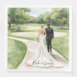 Hochzeit auf dem Golfplatz Braut und Bräutigam Serviette