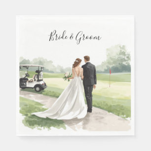 Hochzeit auf dem Golfplatz Braut und Bräutigam Serviette