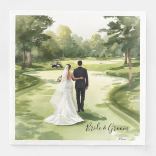 Hochzeit auf dem Golfplatz Braut und Bräutigam Serviette