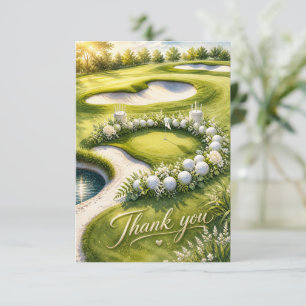Hochzeit auf dem Golfplatz mit Text auf dem Golfpl Dankeskarte