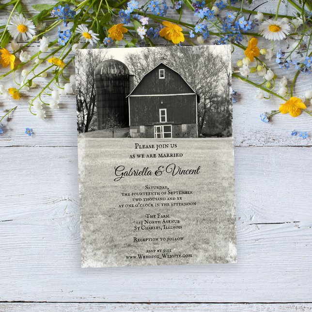 Hochzeit auf einer Landhausfarm Einladung (Invite guests to your farm marriage ceremony with this Country Barn Wedding Invitation.)