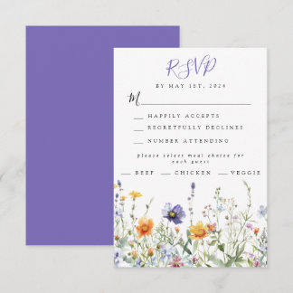 Hochzeit auf Wildblume RSVP Karte