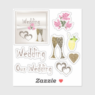 Hochzeit, Aufkleber Set, für Scrapbook, festlich