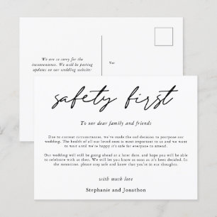 Hochzeit Aufschub Sicherheit geht vor COVID Schrif Ankündigungspostkarte