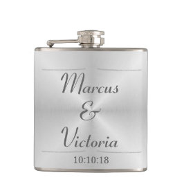 Hochzeit aus gebürstetem Metall Flachmann