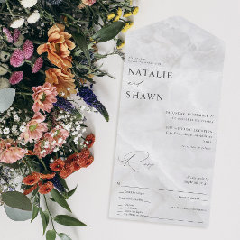 Hochzeit aus weißem Marmor All In One Einladung