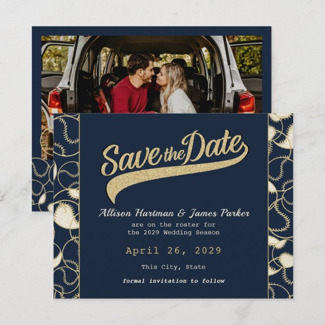 Hochzeit Baseball - Rettet das Datum Save The Date (Vorne/Hinten)