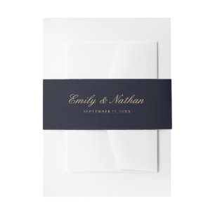 Hochzeit Bauchband Elegant Gold Navy Einladungsbanderole