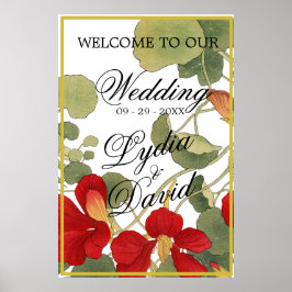 Hochzeit Begrüßung Elegante Blumenorange Poster