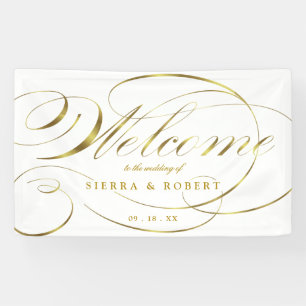 Hochzeit Begrüßung Elegante Imitats Foil Gold Scri Banner