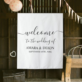Hochzeit Begrüßung Script Kalligrafie Elegantes Ze Wandteppich