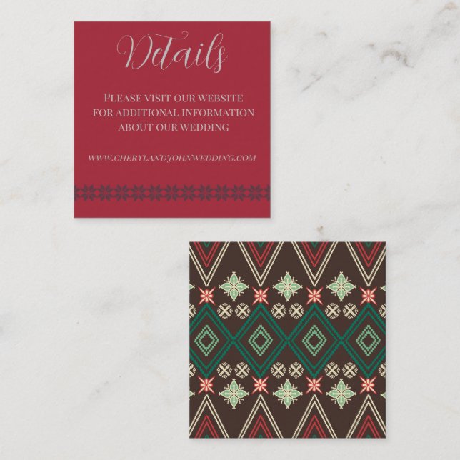 Hochzeit bei der Lodge Details Card Begleitkarte (Vorne/Hinten)