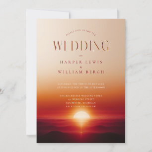 Hochzeit bei Rotem Sonnenuntergang Einladung