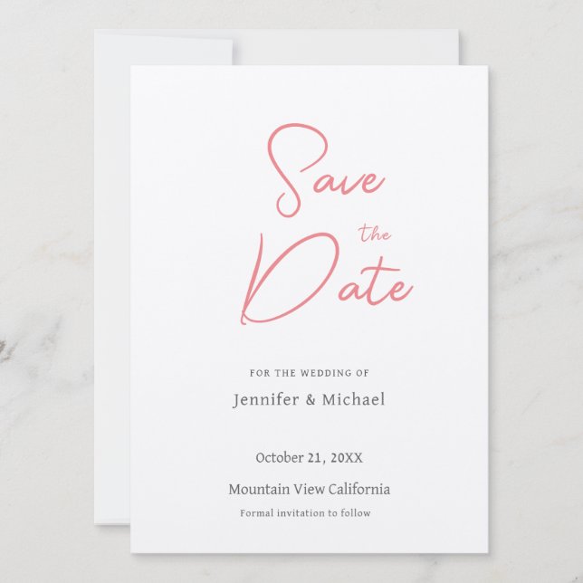 Hochzeit Beruflich Minimalistisch Schlicht modern Save The Date (Vorderseite)