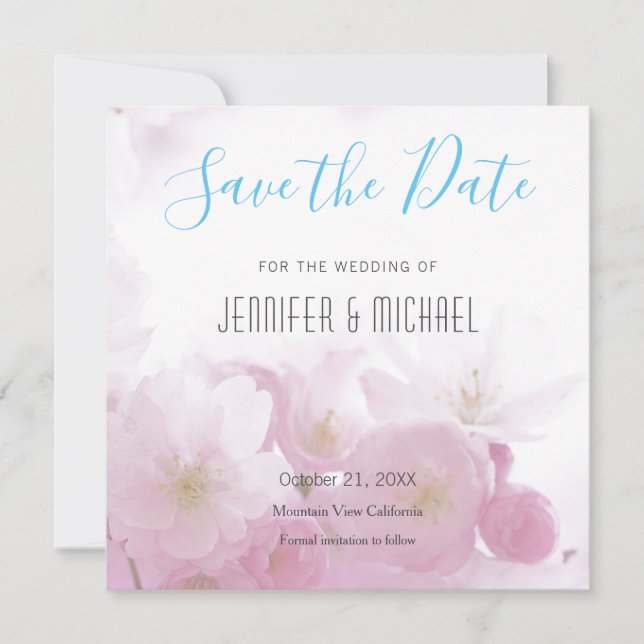 Hochzeit Berufliche Blumen Moderner Himmel Blau Save The Date (Vorderseite)