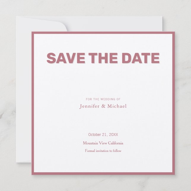 Hochzeit Berufliche Minimalistische Rose Goldfarbe Save The Date (Vorderseite)