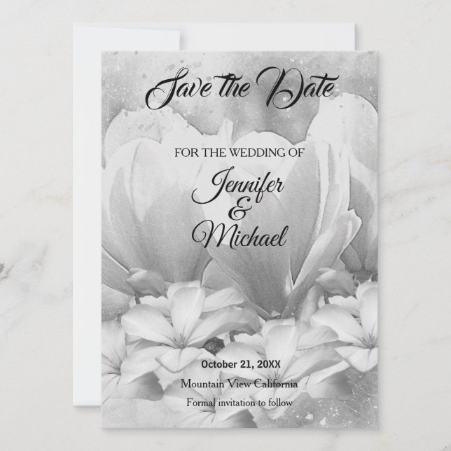Hochzeit Beruflicher klassischer Blumengräuel Save The Date (Vorderseite)