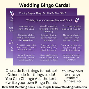 Hochzeit BINGO! Spiel für die Gäste Karte