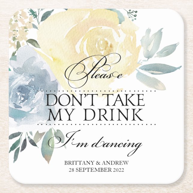 Hochzeit Bitte nimm mein Getränk nicht beim Tanzen Rechteckiger Pappuntersetzer (Vorderseite)