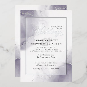 Hochzeit Blass Pflaume Silber Abstrakt Folieneinladung